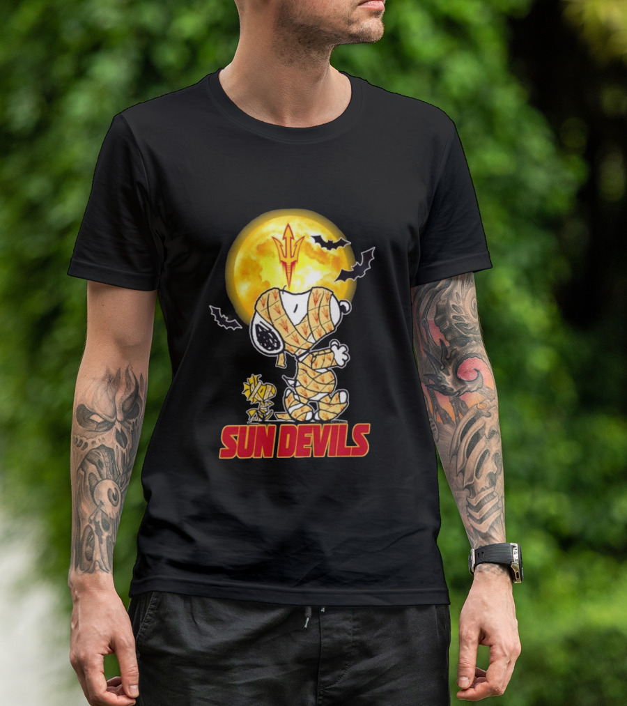 Arizona State Sun Devils Snoopy Woodstock Cosplay Mummy Halloween T-Shirt