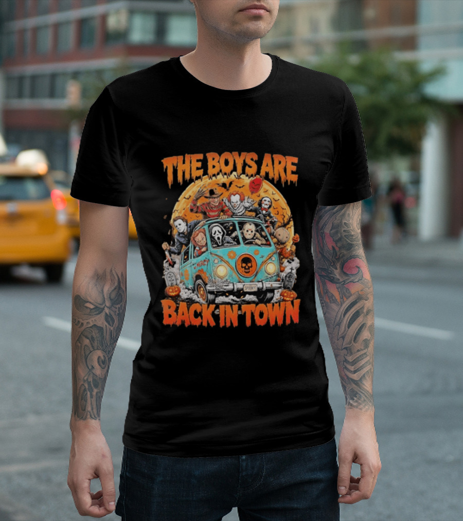 The Boys Are Back In Town Halloween Horror Movie Characters Van Nightmare T-Shirt