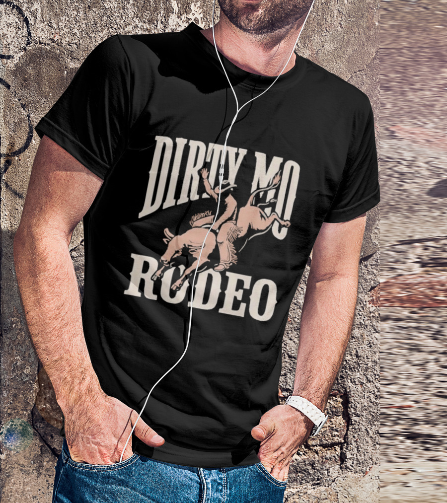 Dirty Mo Rodeo Cowboy Riding Bronco T-Shirt
