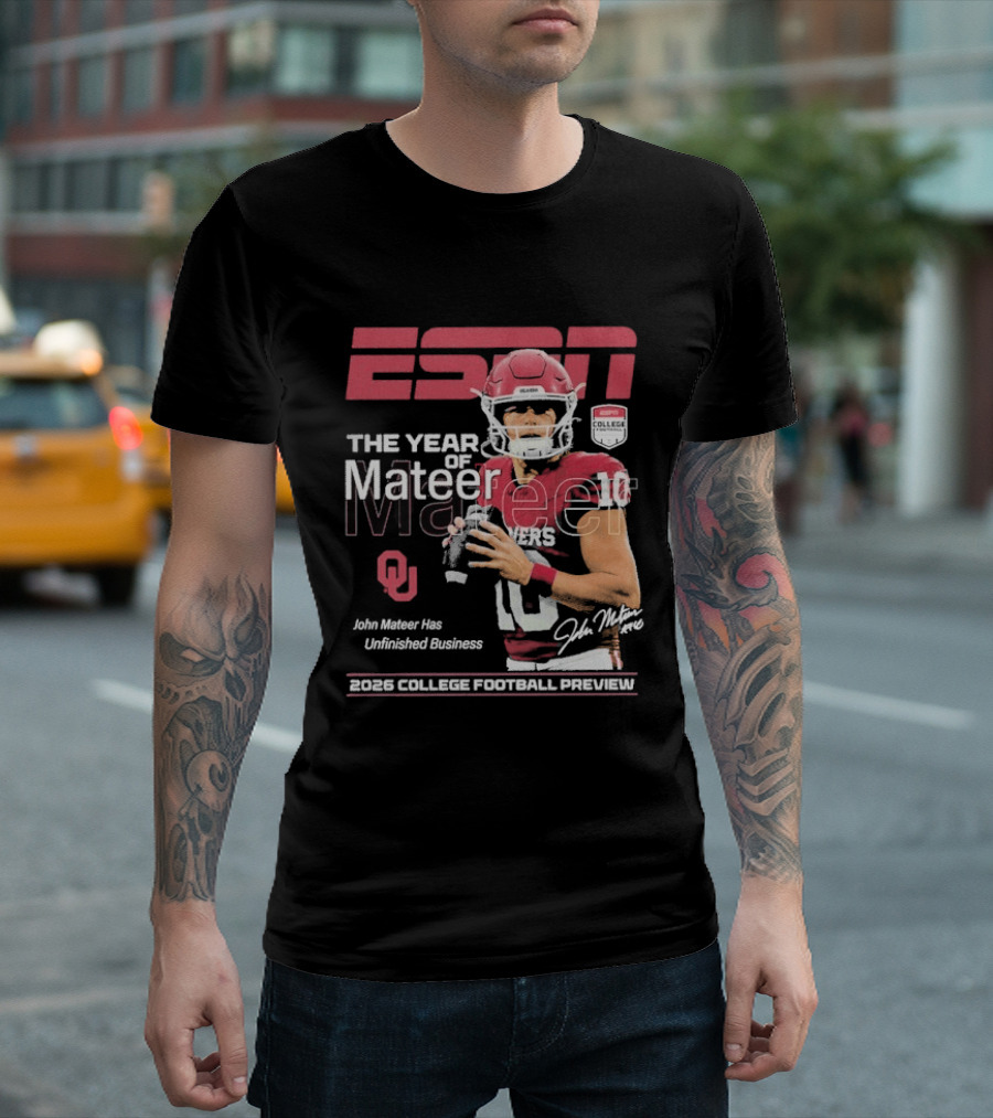 ESPN The Year Of Mateer 2026 College Football Preview John Mateer Has Unfinished Business T-Shirt