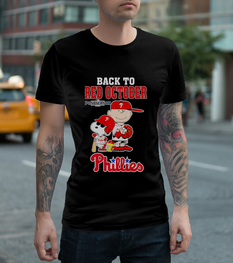 Snoopy Back To Red October Postseason Philadelphia Phillies MLB Playoffs Fan Gear T-Shirt
