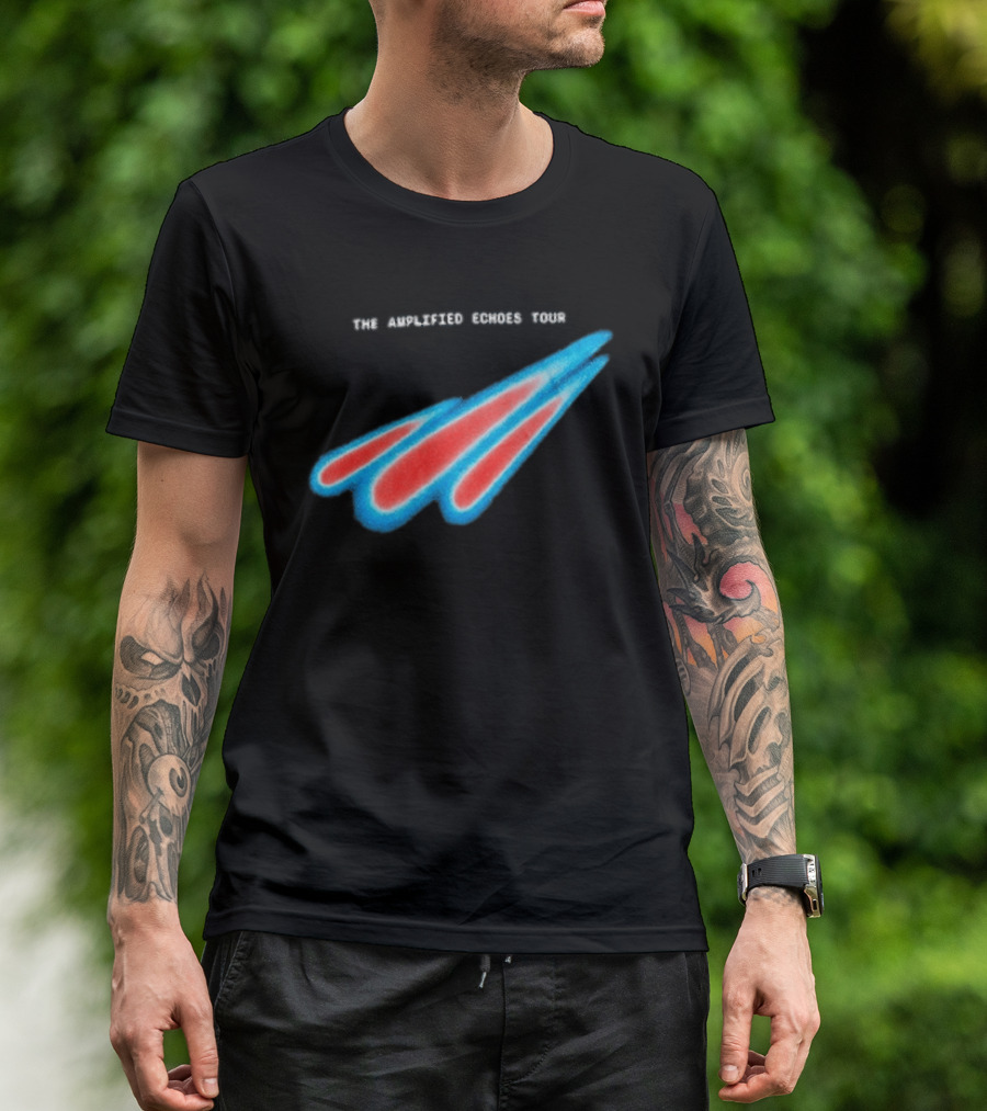 Manchester Orchestra The Amplified Echoes Tour Vibrant Blue Red Streaks T-Shirt