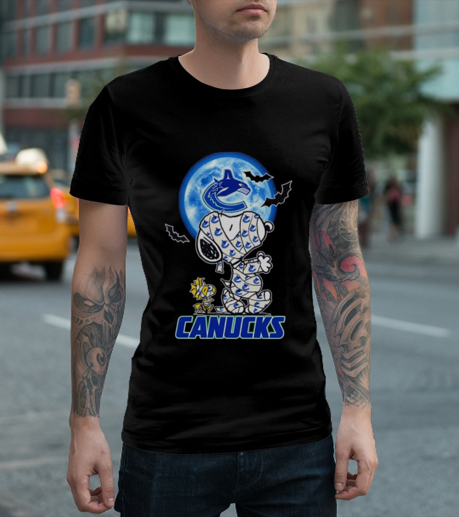 Vancouver Canucks Snoopy And Woodstock Mummy Halloween T-Shirt