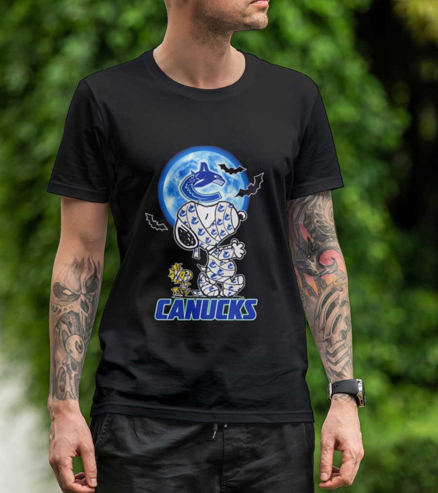 Vancouver Canucks Snoopy And Woodstock Mummy Halloween T-Shirt