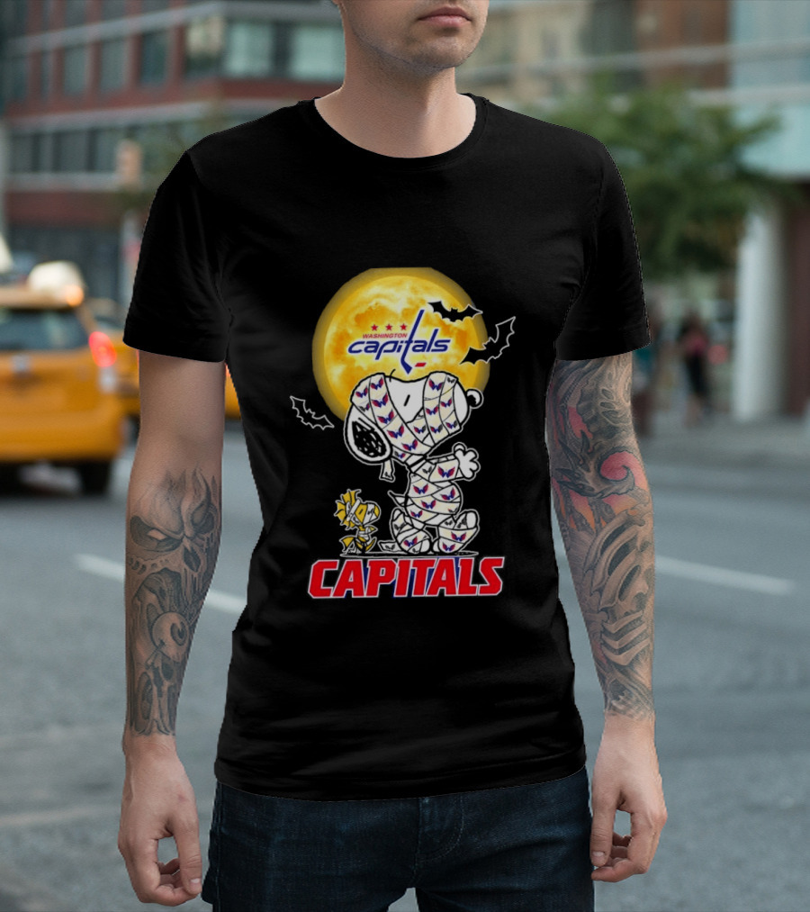 Washington Capitals Snoopy Woodstock Halloween Mummy Cosplay T-Shirt
