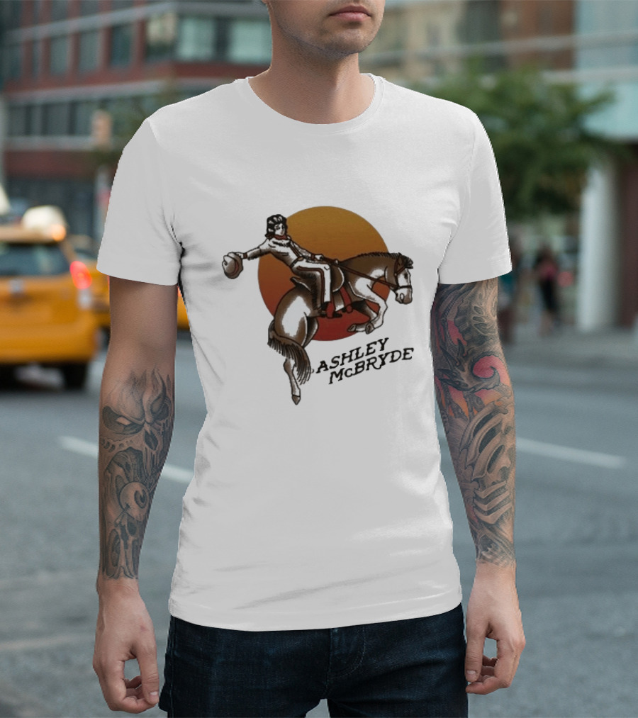 Ashley McBryde Bucking Cowgirl Vintage Sunset Rider T-Shirt