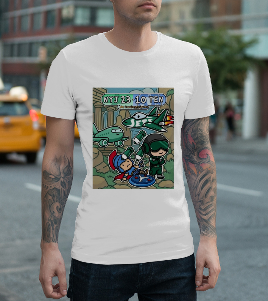 NYJ 23 10 TEN CornDoggy Sports New York Jets Tennessee Titans Fan T-Shirt