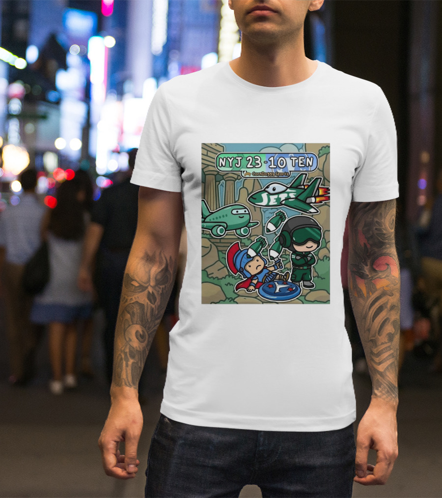NYJ 23 10 TEN CornDoggy Sports New York Jets Tennessee Titans Fan T-Shirt