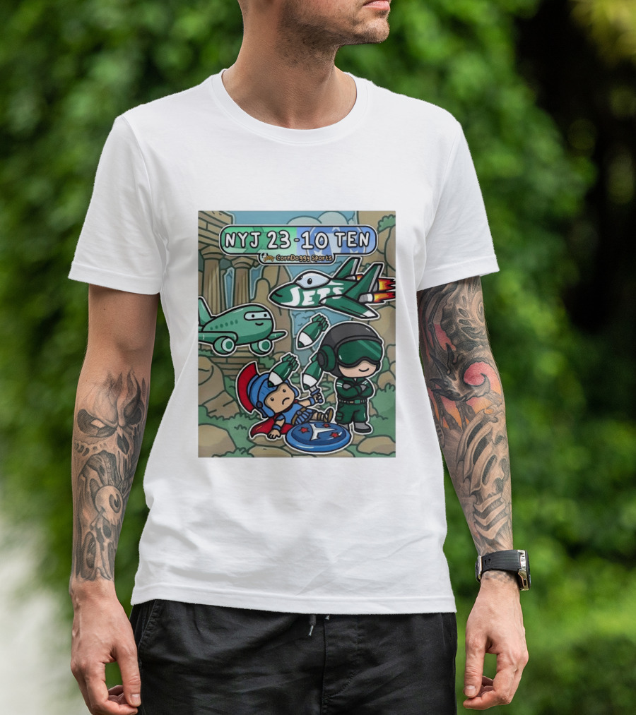 NYJ 23 10 TEN CornDoggy Sports New York Jets Tennessee Titans Fan T-Shirt