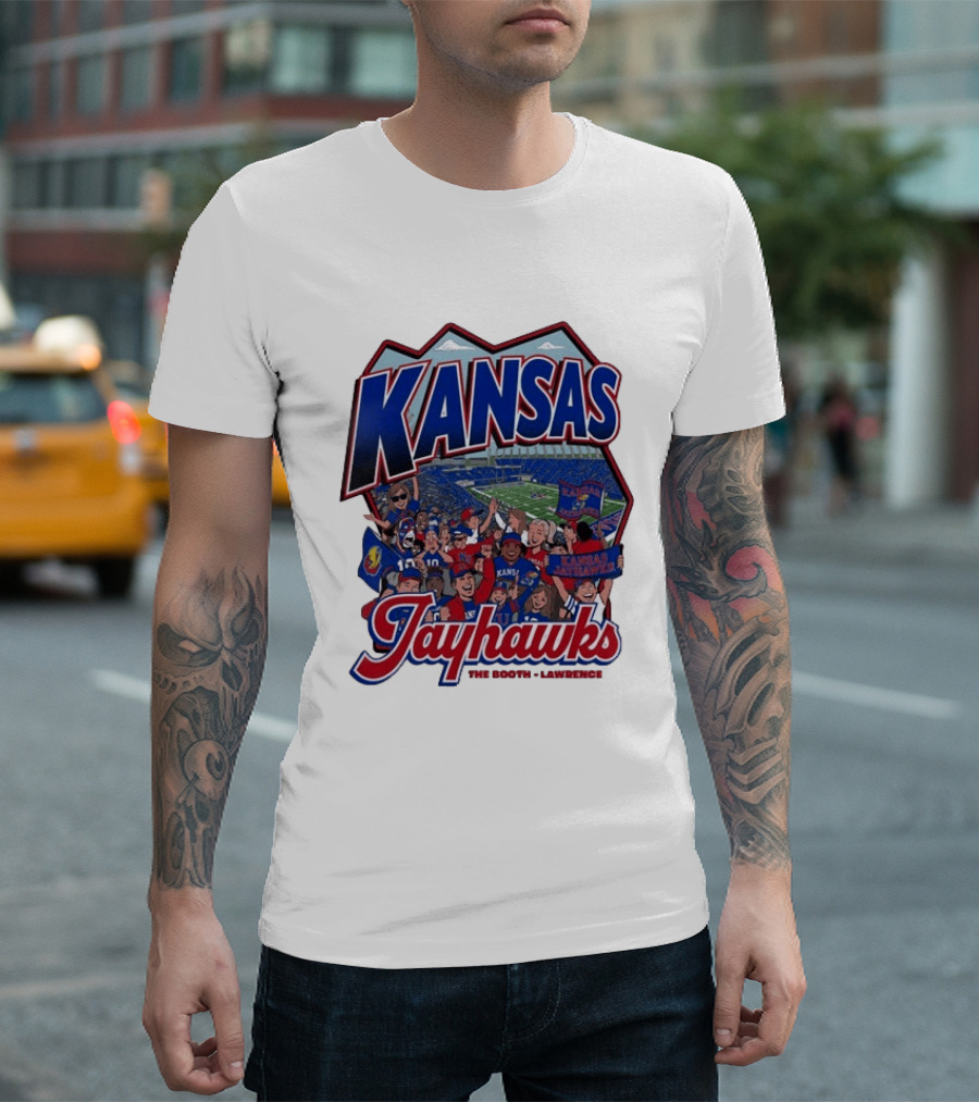 Kansas Jayhawks The Booth Lawrence Kansas Memorial Stadium Game Day Crowd T-Shirt