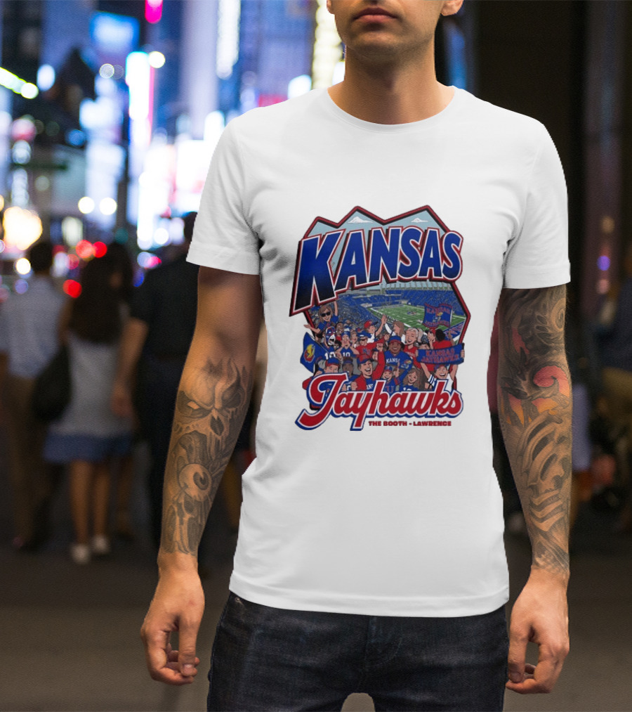 Kansas Jayhawks The Booth Lawrence Kansas Memorial Stadium Game Day Crowd T-Shirt