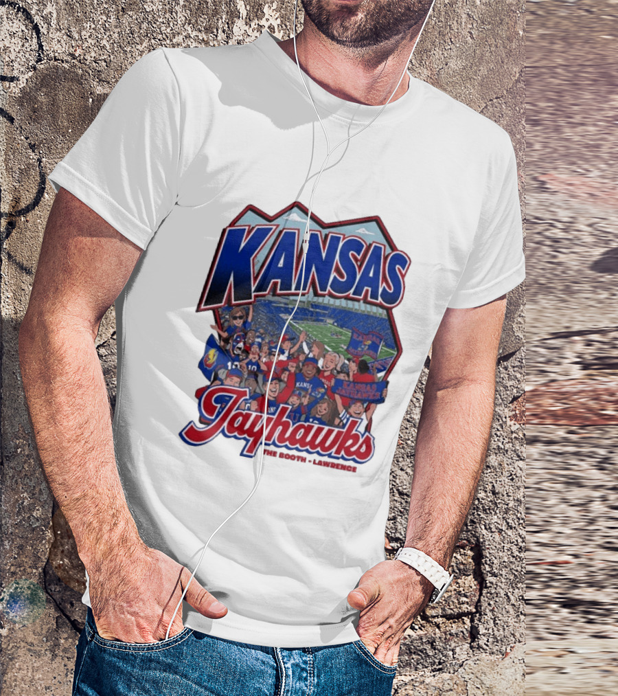 Kansas Jayhawks The Booth Lawrence Kansas Memorial Stadium Game Day Crowd T-Shirt