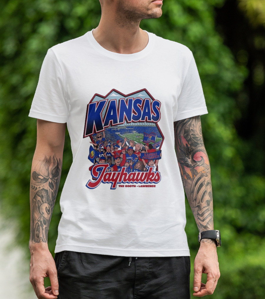 Kansas Jayhawks The Booth Lawrence Kansas Memorial Stadium Game Day Crowd T-Shirt