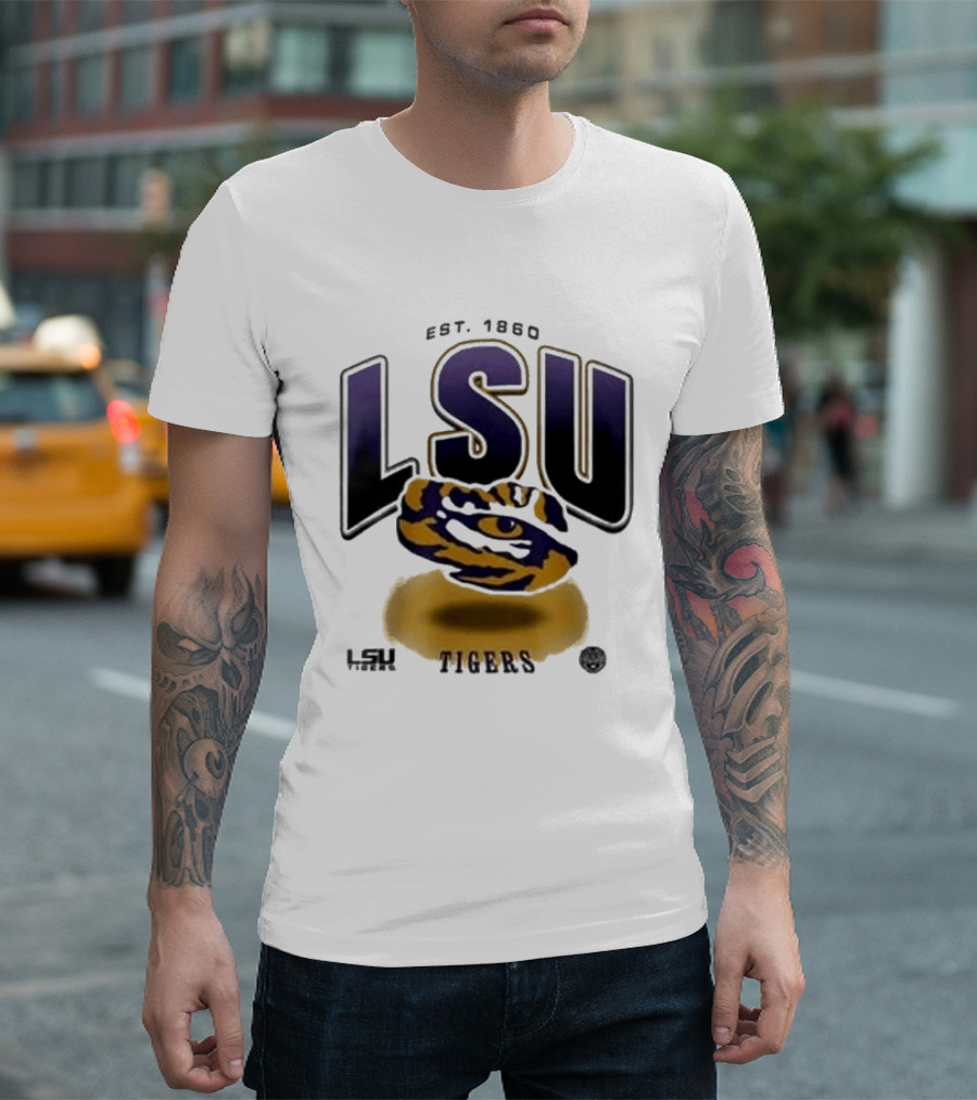 LSU Tigers Est. 1860 Bold Letter Tiger T-Shirt