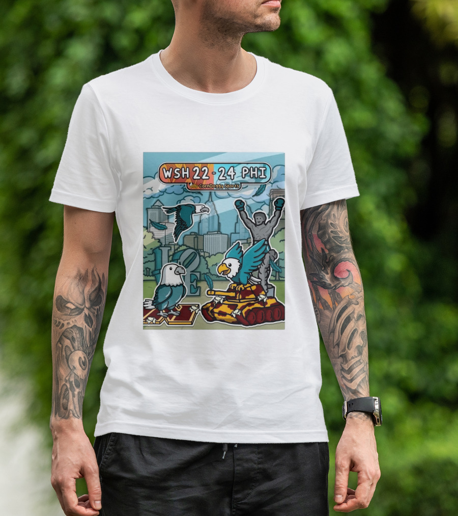 CornDoggy Sports WSH 22 24 PHI Washington Vs Philadelphia Eagles And Tank Scene T-Shirt