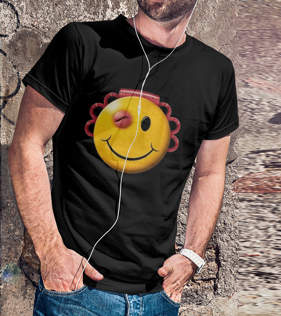 A$AP Rocky Don't Be Dumb Tour Smiley Face With Winking Eye And Red Rope Details T-Shirt