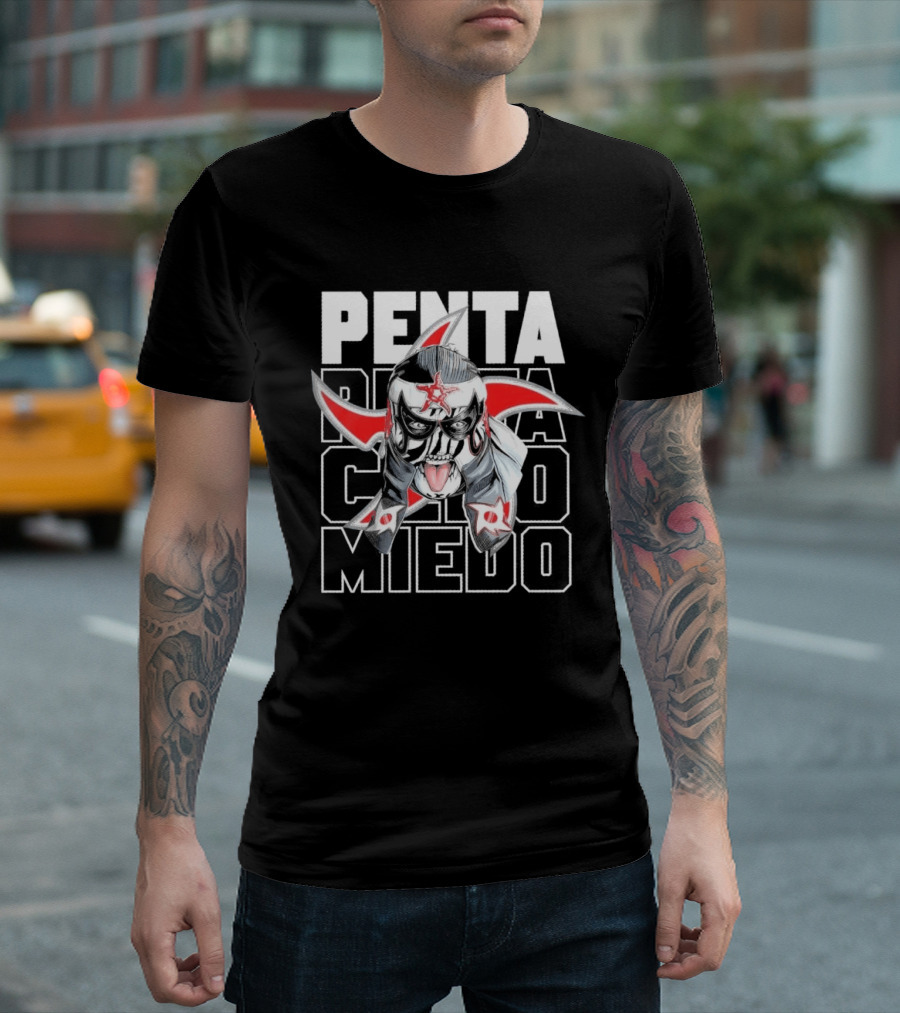 Penta Lucha Libre Cero Miedo Bold Text Red White T-Shirt