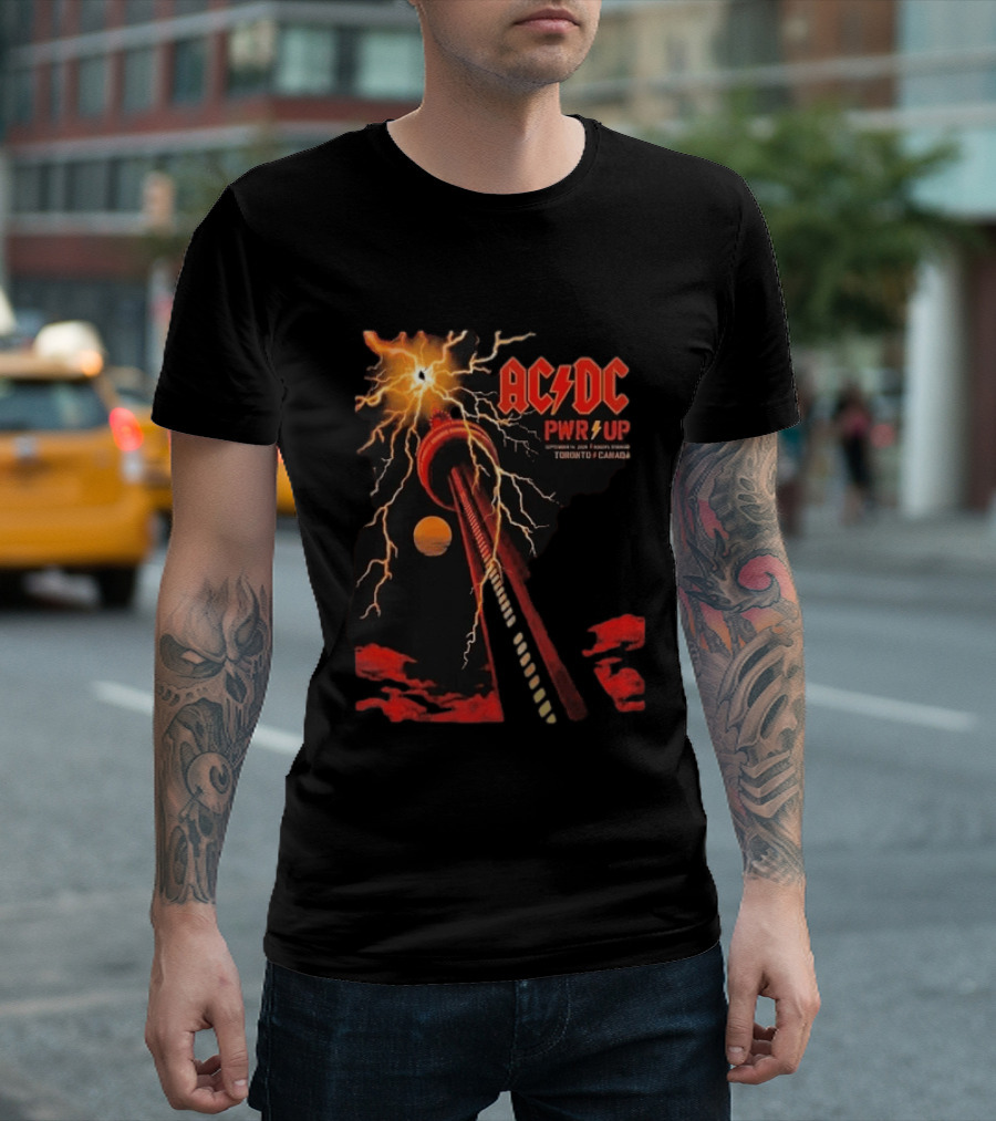 ACDC PWR UP Tour Toronto Canada Event September 16 2026 Rogers Stadium Thunderstruck CN Tower T-Shirt