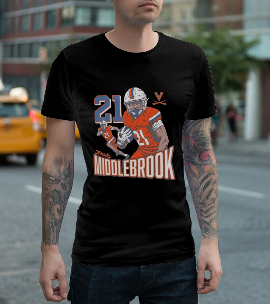 Jekail Middlebrook 21 Virginia Cavaliers Football Player T-Shirt