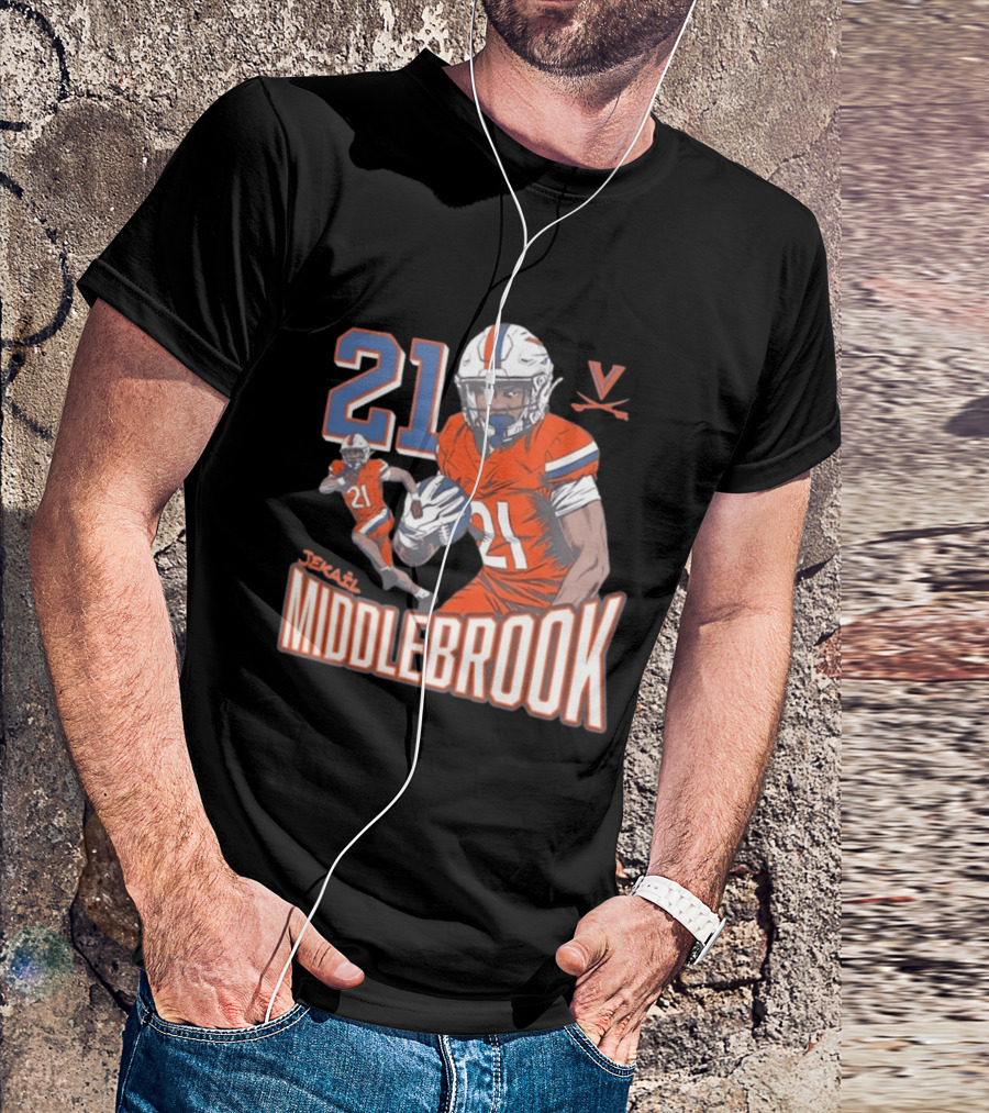 Jekail Middlebrook 21 Virginia Cavaliers Football Player T-Shirt