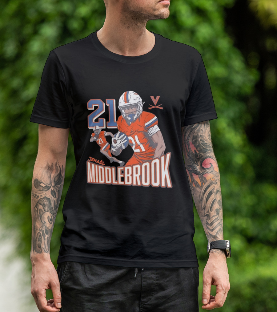 Jekail Middlebrook 21 Virginia Cavaliers Football Player T-Shirt