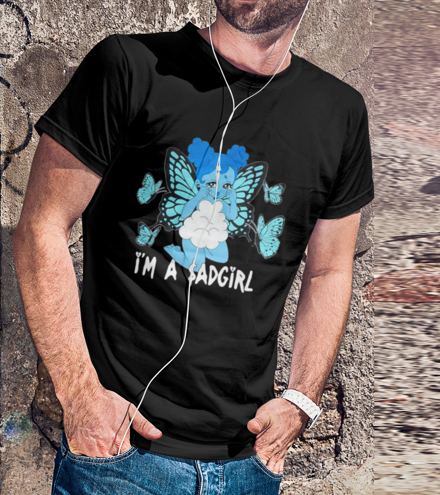 I'm A $ad Girl Blue Butterfly Sad Girlz Store Black T-Shirt