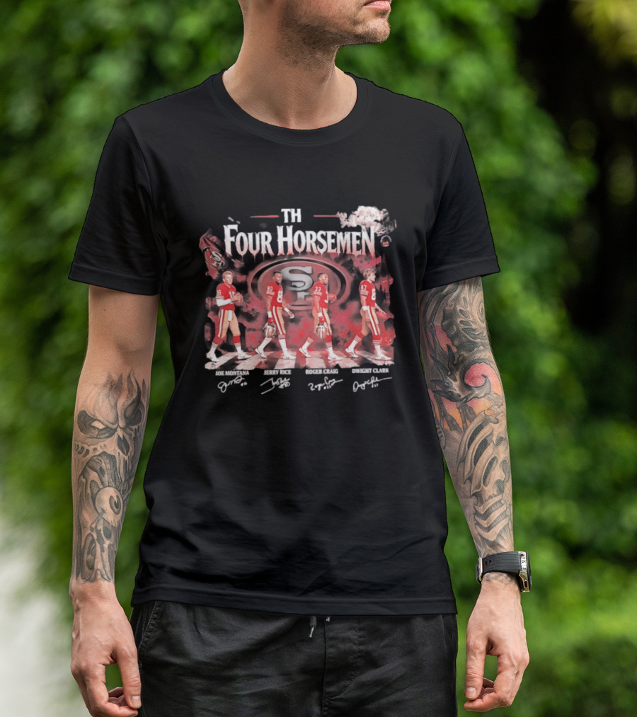 San Francisco 49ers The Four Horsemen Joe Montana Jerry Rice Roger Craig Dwight Clark Abbey Road Halloween T-Shirt
