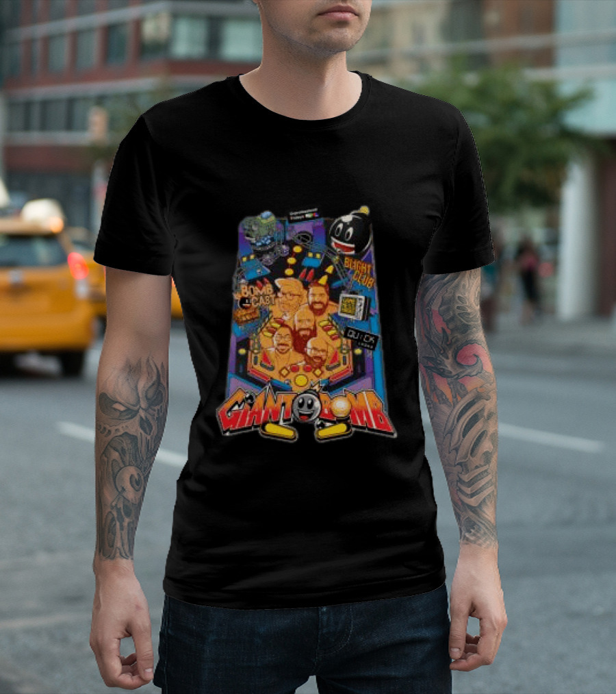 Giant Bomb Pinball Blight Club Quick Looks Bomb Cabinet Retro Arcade T-Shirt