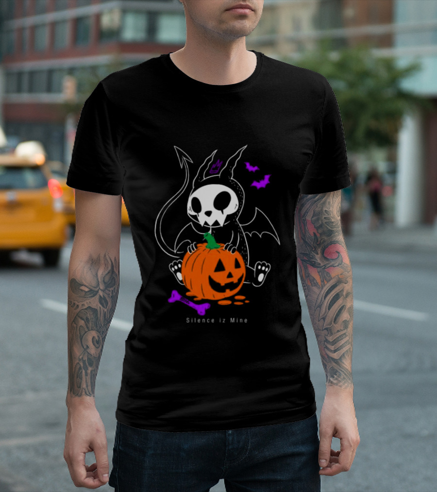 Silence Iz Mine Sim Store Rolling Cradle Black Purple Halloween Characters Pumpkin Bats T-Shirt