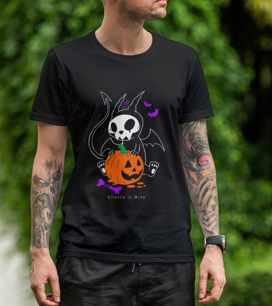 Silence Iz Mine Sim Store Rolling Cradle Black Purple Halloween Characters Pumpkin Bats T-Shirt