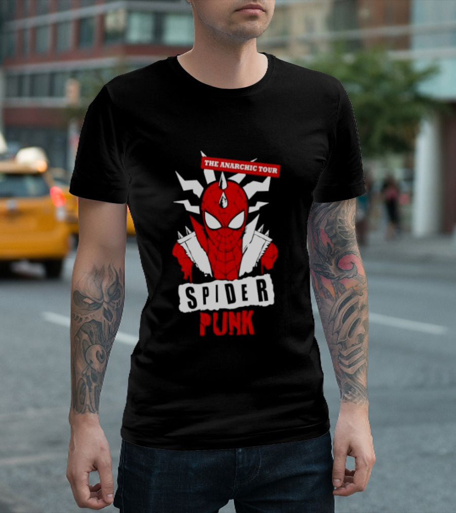 Spider Punk The Anarchic Tour Comic Style Spiked Hero T-Shirt