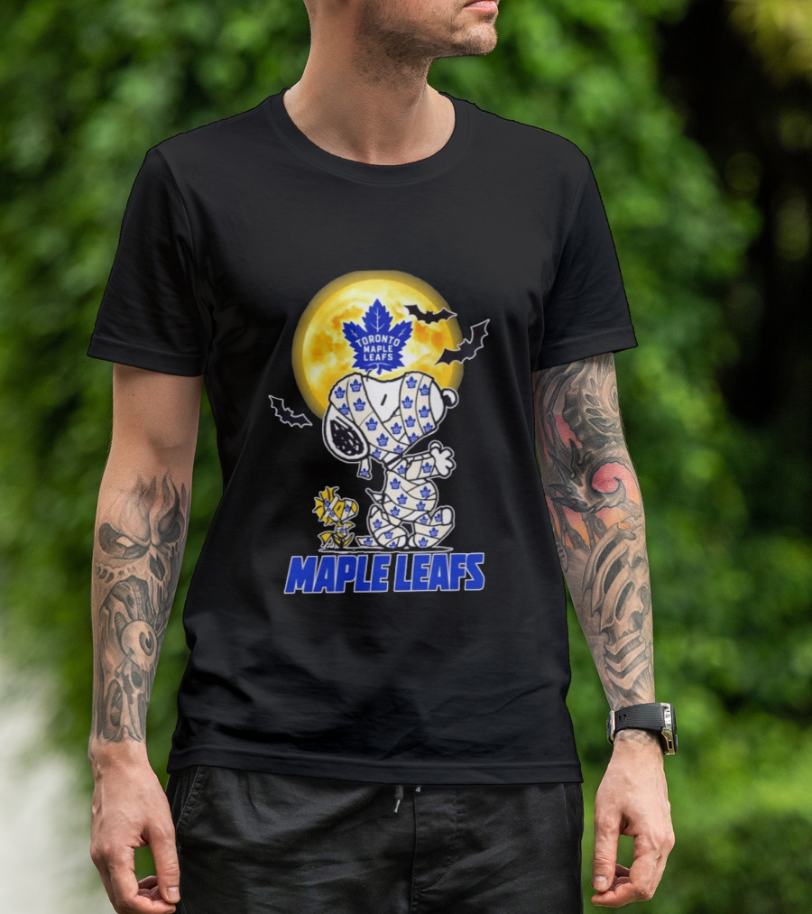 Toronto Maple Leafs Snoopy Woodstock Mummy Halloween Collaboration T-Shirt