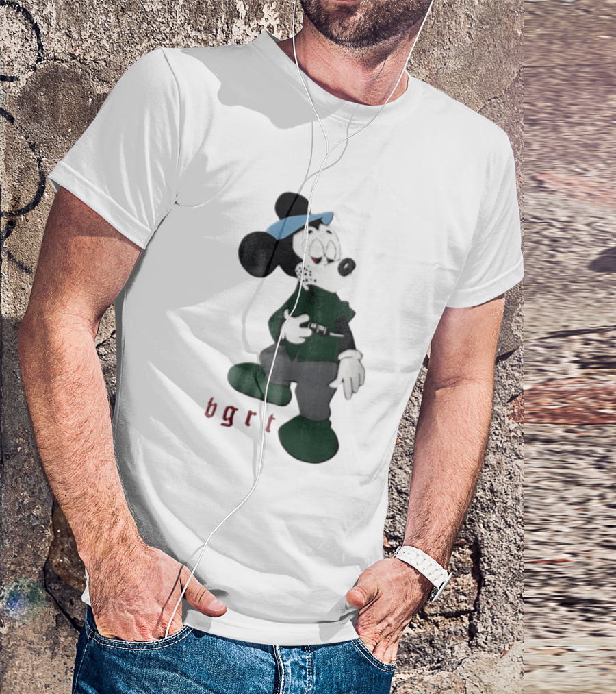 BGRT Cartoon Mouse Green Jacket Syringe Cigarette T-Shirt