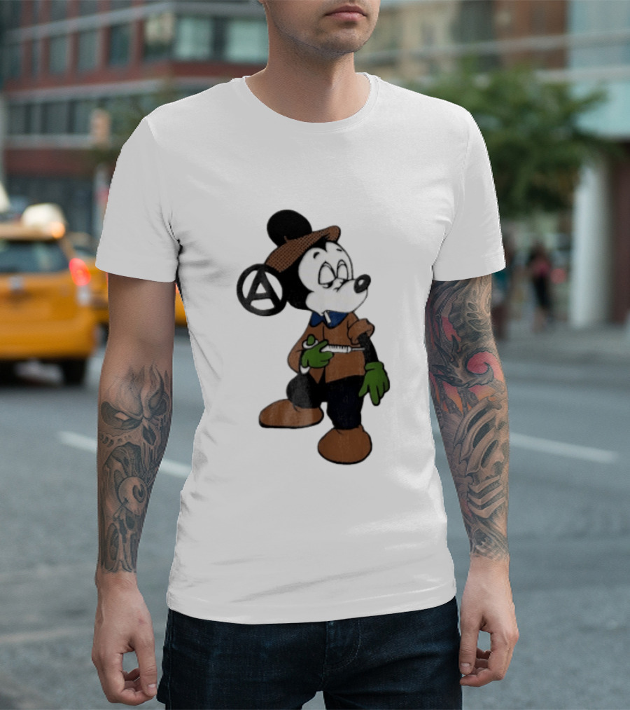 Bootleg Halftone Cartoon Mouse Anarchy Syringe T-Shirt