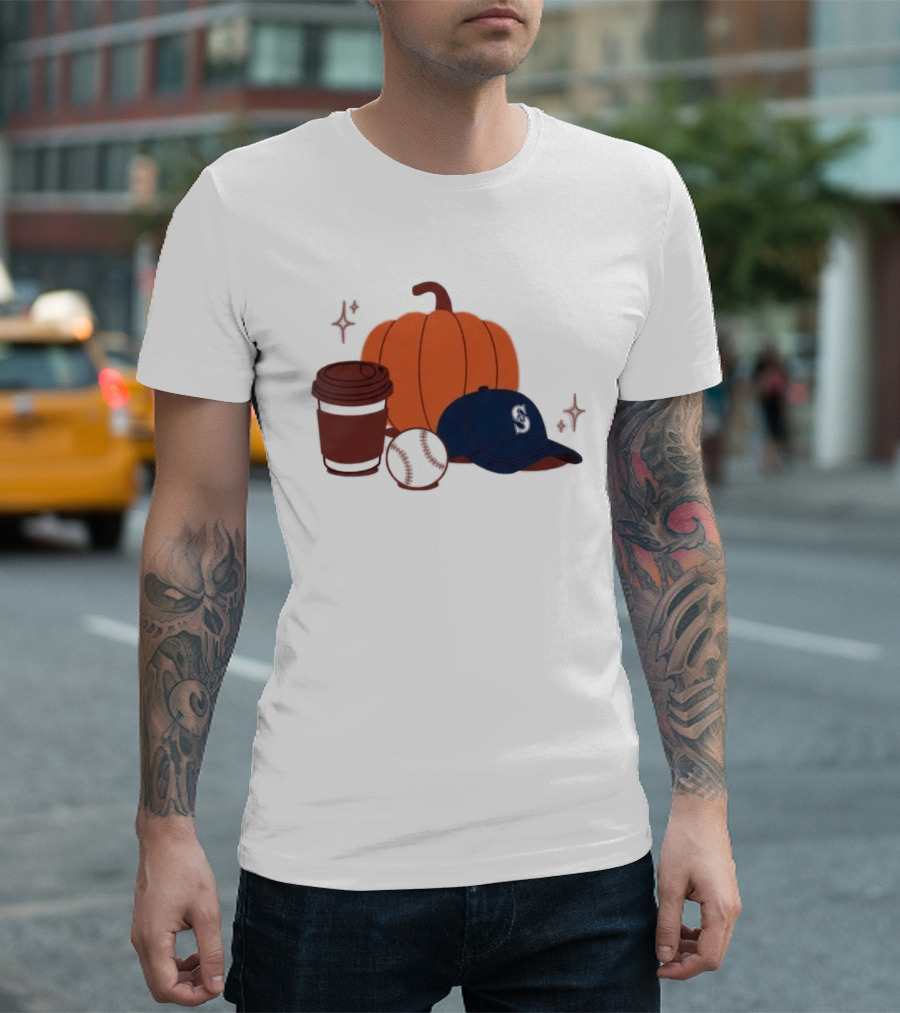 Mariners Pumpkinpalooza Coffee Baseball Cap Pumpkin T-Shirt