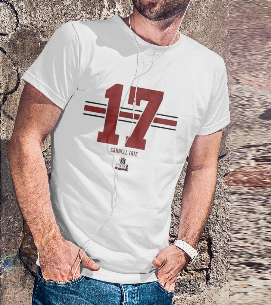Ohio State Buckeyes Carnell Tate 17 Stripe Football T-Shirt