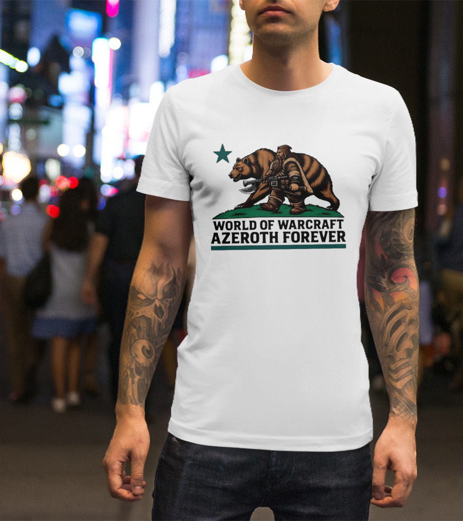 World Of Warcraft Azeroth Forever Dwarf With Bear Companion T-Shirt