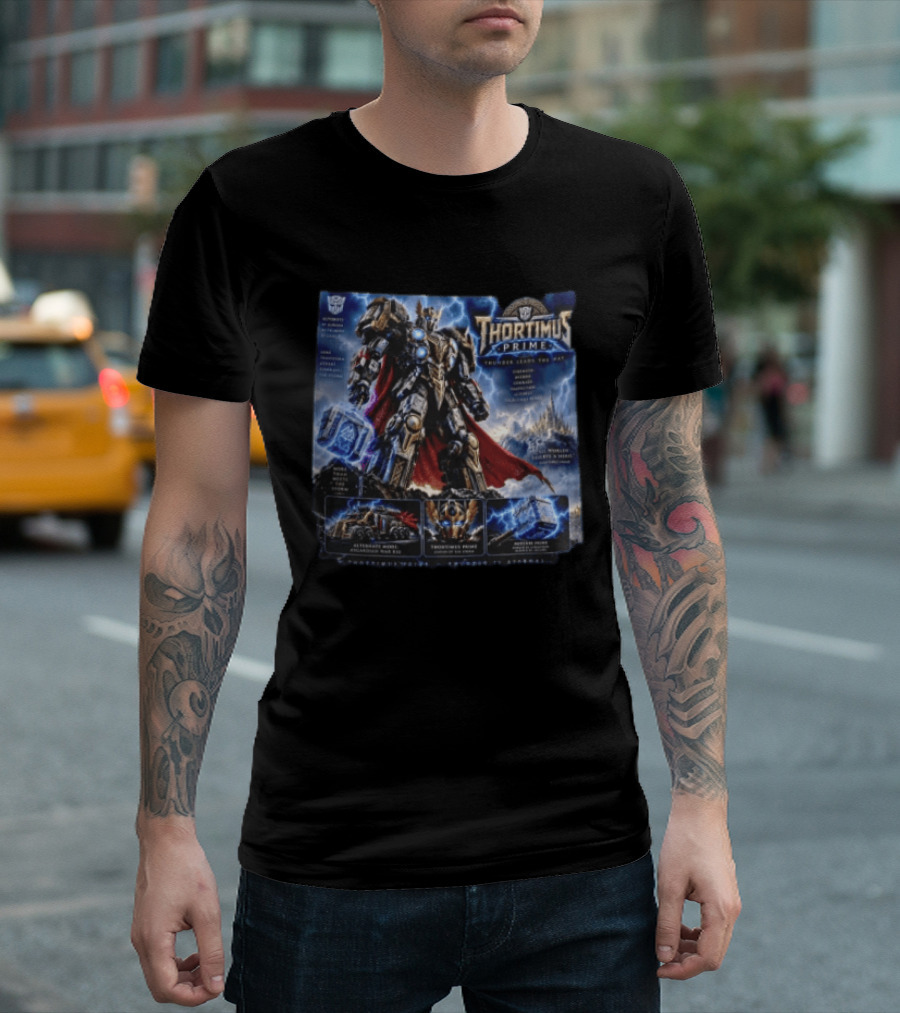 Thortimus Prime Thunder Ceases The War Autobots Hybrid Robot Thor With Hammer Movie T-Shirt