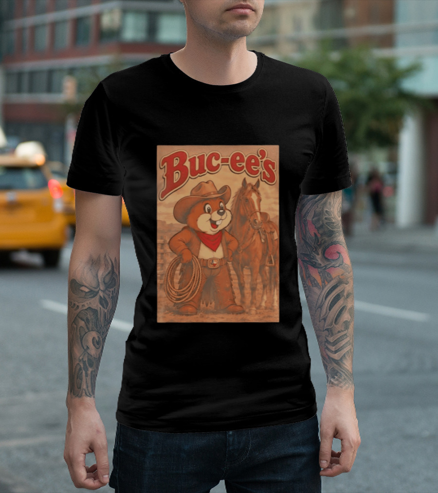 Buc Ee's Cowboy Western Sunset Horse And Lasso T-Shirt