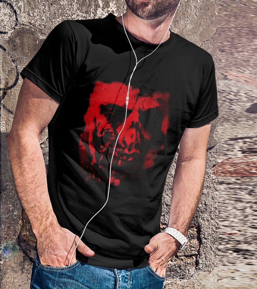 Heavy Spoilers Shop Infected Skull Horror Face T-Shirt