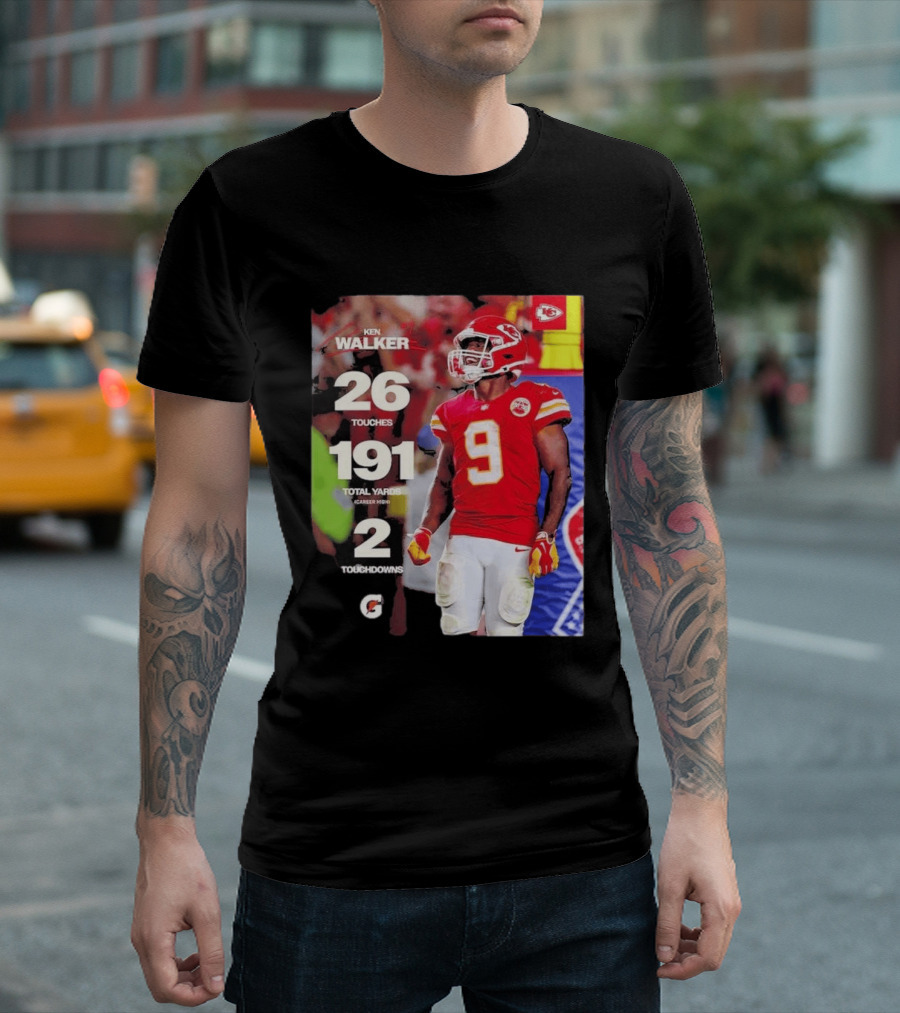 Ken Walker Kansas City Chiefs Career High 26 Touches 191 Total Yards 2 Touchdowns T-Shirt