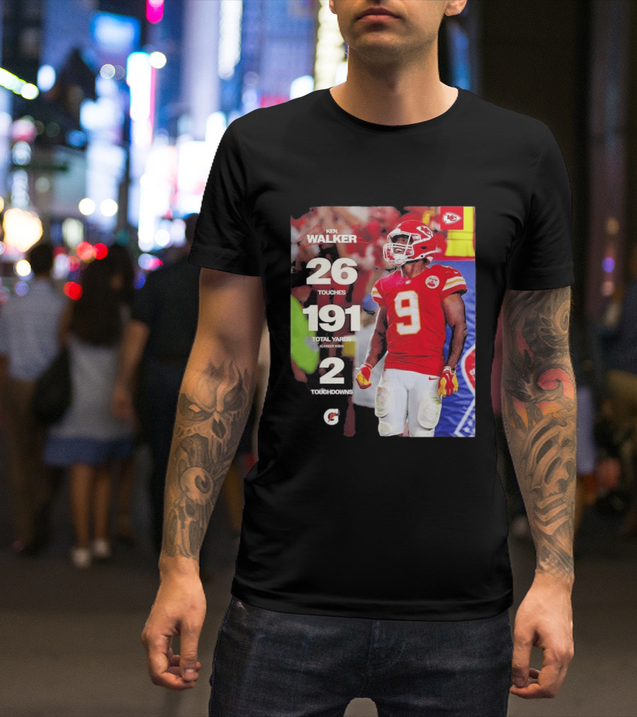 Ken Walker Kansas City Chiefs Career High 26 Touches 191 Total Yards 2 Touchdowns T-Shirt