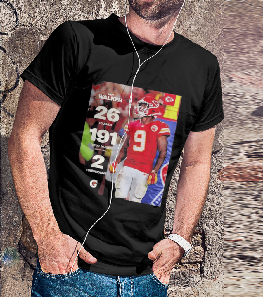 Ken Walker Kansas City Chiefs Career High 26 Touches 191 Total Yards 2 Touchdowns T-Shirt