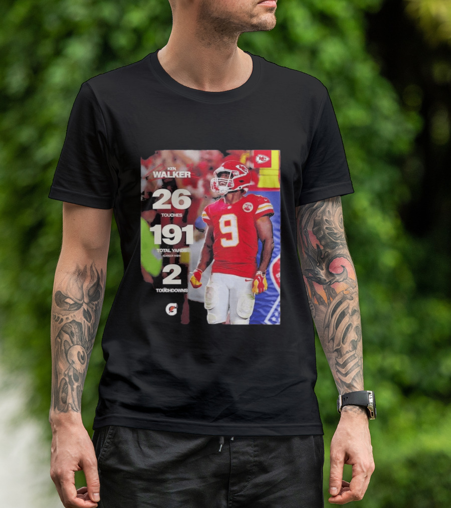Ken Walker Kansas City Chiefs Career High 26 Touches 191 Total Yards 2 Touchdowns T-Shirt