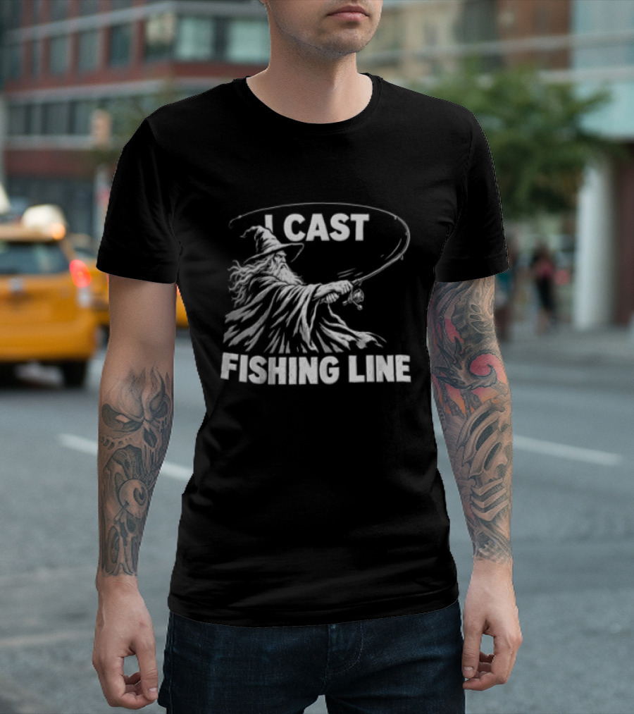 I Cast Fishing Line Wizard Angler Humor Fantasy Magic T-Shirt