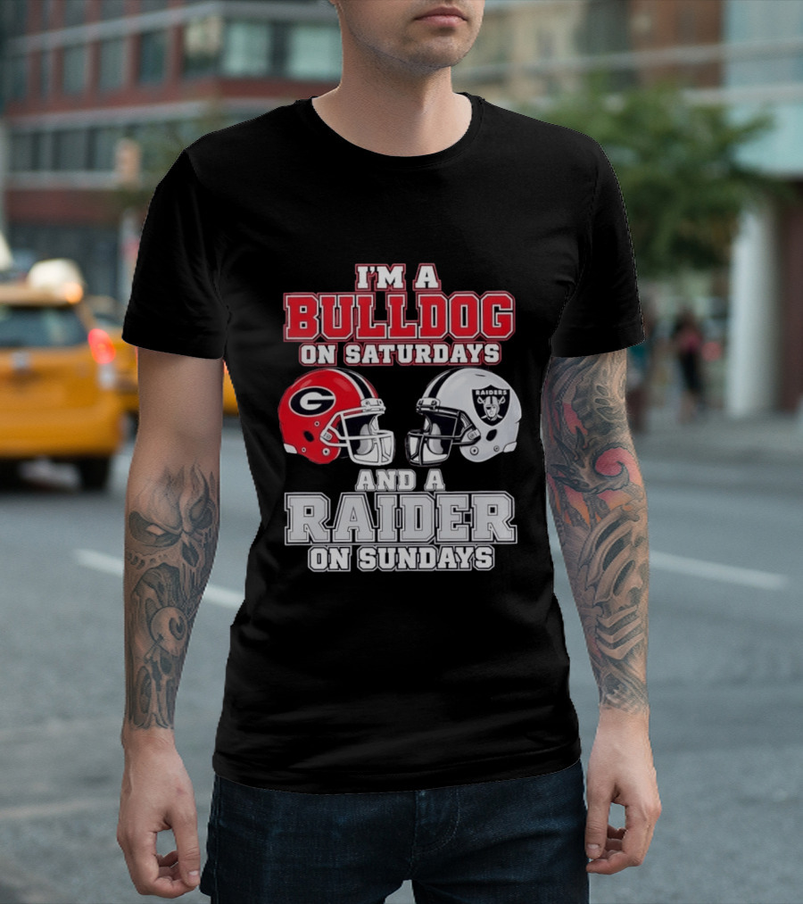 I'm A Bulldog On Saturdays And A Raider On Sundays Georgia G Helmet Raiders Helmet T-Shirt