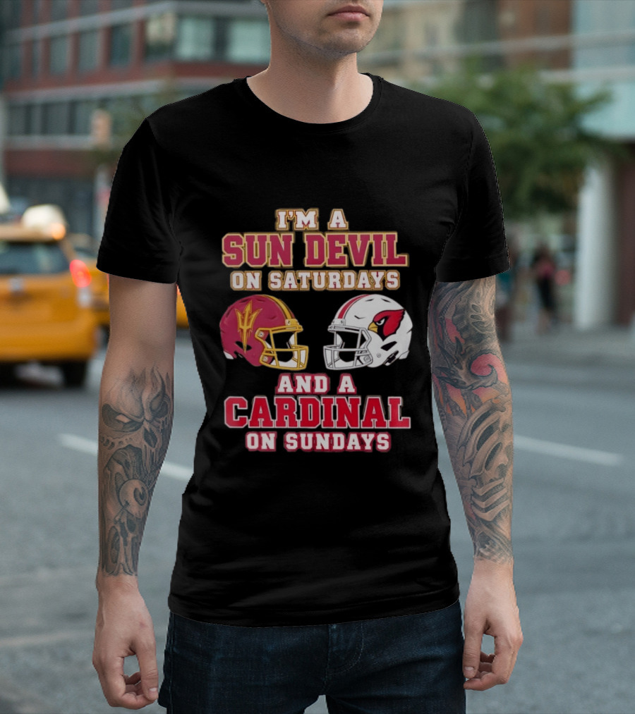 I'm A Sun Devil On Saturdays And A Cardinal On Sundays Helmet T-Shirt