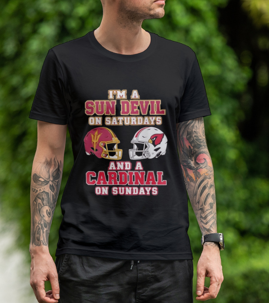 I'm A Sun Devil On Saturdays And A Cardinal On Sundays Helmet T-Shirt