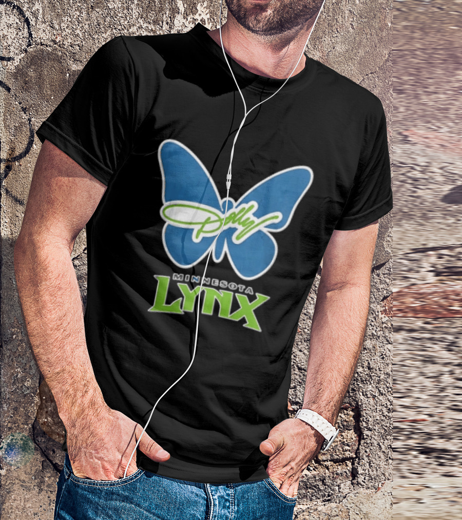 Minnesota Lynx WNBA Blue Butterfly Dolly Green Script T-Shirt