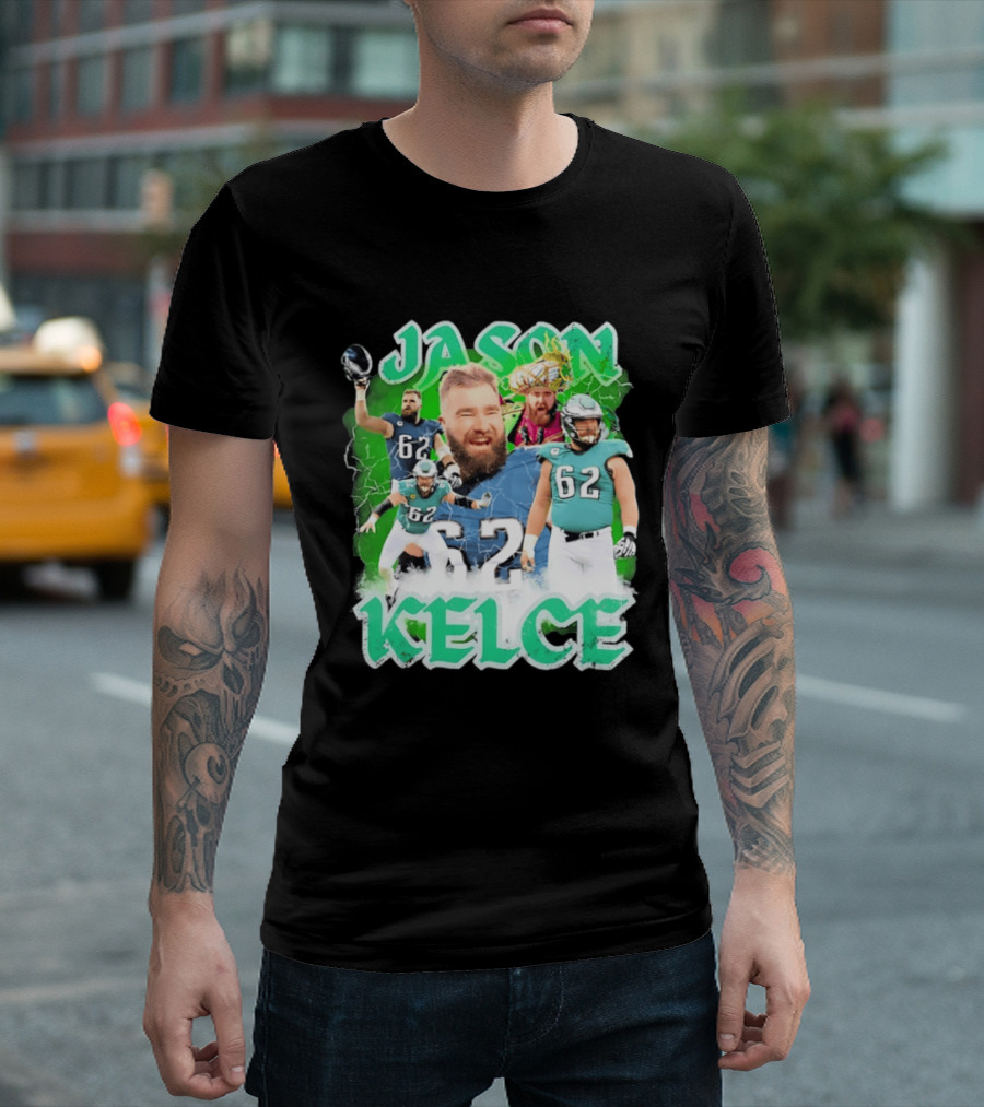 Jason Kelce 62 Philadelphia Eagles Vintage Style Football Fan T-Shirt